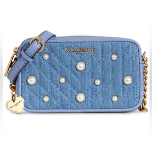 Karl Lagerfeld Paris Agyness Crossbody Light Wash Denim